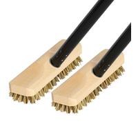 Novaliv Lot de 2 essuie-glaces en bois solide avec poils en plastique avec filetage et manche à vis - 4 pièces - Brosse de sol Union - Idéal pour le nettoyage du balcon, de la terrasse, du jardin, de
