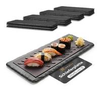 Novaliv Lot de 24 plateaux en ardoise - Rectangulaires - 40 x 15 x 0,5 cm - Ardoise allongée - Plat à sushis - Assiettes décoratives