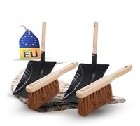 Novaliv Lot de 3 pelles à poussière en métal laqué noir avec poils souples en fibre de coco