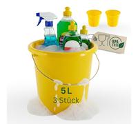 Novaliv Lot de 3 seaux de 5 l jaune avec graduation dimensionnelle - Seau de nettoyage de 5 litres ? 22,5 cm - Pratique et polyvalent avec graduation pour la maison et le jardin - Idéal comme seau