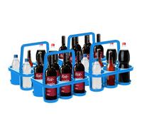 Novaliv Lot de 4 porte-bouteilles pour 24 bouteilles - Maintien stable - Panier à boissons en plastique empilable - 32 x 23 x 28 cm - Bleu - Idéal pour la cuisine et la cave