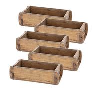 Novaliv Lot de 5 caisses en bois vintage 30 x 15 x 10 cm en forme de brique ancienne en bois recy haque forme est unique - Boîte cadeau