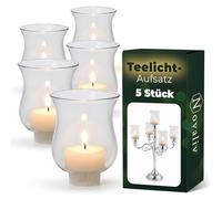 Novaliv Lot de 5 photophores en verre transparent 8 cm pour chandelier, couronne de l'Avent, photophore, pic