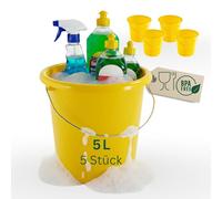 Novaliv Lot de 5 seaux de 5 l jaune avec graduation dimensionnelle - Seau de nettoyage de 5 litres ? 22,5 cm - Pratique et polyvalent avec graduation pour la maison et le jardin - Idéal comme seau