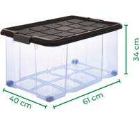 Novaliv Lot économique de 2 boîtes de rangement avec couvercle anthracite 1x80 L + 1x 55L empilable emboîtable fermeture à clip Boîtes à roulettes sans BPA
