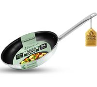 Novaliv Poêle à économie d'énergie 24 cm Economie jusqu'à 40% - Acier émaillé, revêtement anti-adhérent à l'intérieur, très facile à nettoyer Vert menthe Poêle pour tous les types de cuisinières Résis