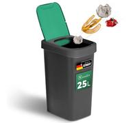 Novaliv Poubelle de 25 l avec couvercle basculant vert, poubelle de tri sélectif pour bio, verre et matières recy s, système de tri des déchets recyclés, poubelle de cuisine, maison, bureau