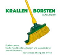 Novaliv Set balai à griffes 30 cm bois avec manche télescopique poils courbes avec ensemble de balayage Balai de jardin Balai de rue Balayette (Balai + pelle de balayage Set manche long, 40 cm)