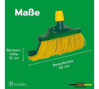 Novaliv Set balai à griffes 30 cm bois avec manche télescopique poils courbes Balai de jardin Balai de rue Balai à feuilles (2, tête de rechange 40 cm)