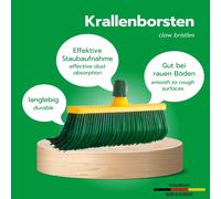 Novaliv Set balai à griffes 30 cm plastique avec manche télescopique poils courbés Balai de jardin Balai de rue Balai à feuilles (4, tête de rechange 40 cm)