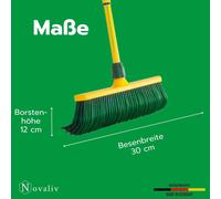 Novaliv Set balai à griffes 30 cm plastique avec manche télescopique poils courbés Balai de jardin Balai de rue Balai à feuilles (2, 30 cm balai avec manche)