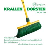Novaliv Set de balais à griffes 30 cm plastique avec manche télescopique poils courbés Balai de jardin Balayette de rue Balayette à feuilles (4, 40 cm balai avec manche)