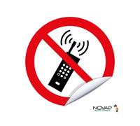 NOVAP Panneau interdiction téléphone mobile adhésif vinyle D80 mm