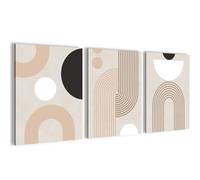 Novart PRÊT À ÊTRE ACCROCHÉ - Tableaux Decoration Set Abstrait géométriques Personnages Beige Noir - Salon Chambre Couloir XXL Collage - N035135a