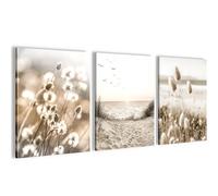 Novart PRÊT À ÊTRE ACCROCHÉ - Tableaux Decoration Set Boho Herbe de la pampa Beige - Salon Chambre Couloir XXL Collage - N035335a