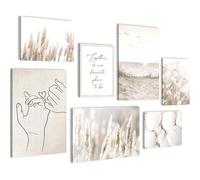 Novart PRÊT À ÊTRE ACCROCHÉ - Tableaux Decoration Set Boho Plage Mer Beige - Salon Chambre XXL Collage - N023372a