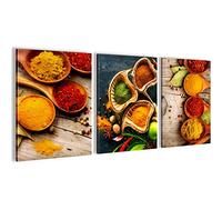 Novart PRÊT À ÊTRE ACCROCHÉ - Tableaux Decoration Set Cuisine Épices - Salle À Manger XXL Collage - N000435a
