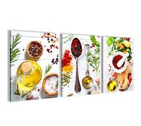 Novart PRÊT À ÊTRE ACCROCHÉ - Tableaux Decoration Set Cuisine Épices - Salle À Manger XXL Collage - N004735a