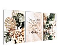 Novart Set de tableaux Forêt - AUCUN CADRE SUPPLÉMENTAIRE REQUIS - Tableaux muraux pour Salon Chambre à coucher Bureau - Déco 3 pièces Feuilles - N043436a