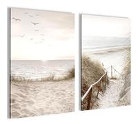 Novart Set de tableaux Plage et mer - AUCUN CADRE SUPPLÉMENTAIRE REQUIS - Tableaux muraux pour Salon Chambre à coucher Bureau - Plage - N003926a