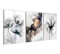 Novart Tableaux Decoration murale Fleurs Abstrait Or Gris Noir - PAS DE CADRE NÉCESSAIRE - Salon Chambre Couloir XXL - N032536b