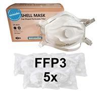 Novasalus Masques respiratoires FFP3 avec Valve, masques de protection «Cup Shape», certificat CE 2797 - Lot de 5 masques FFP3 NR