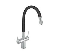 Novaservis Ferro Filtrata - Mitigeur d'évier avec fonction filtre et bras flexible, noir/chrome BFT41B