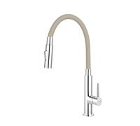 Novaservis Ferro - Mitigeur d'évier avec bras flexible, 2 jets, beige / chrome 70730,0BE