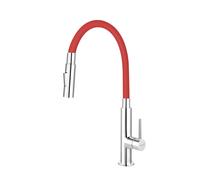 Novaservis Ferro - Mitigeur d'évier avec bras flexible, 2 jets, rouge / chrome 70730,0CV