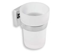 Novaservis Metalia 12 - Verre pour brosses à dents et dentifrice avec support, verre/chrome 0206,0