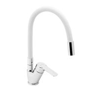 Novaservis Metalia 54 - Mitigeur d’évier avec bras flexible, blanc/chrome 54014F,0B