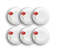 Novastyl Lot de 6 assiettes à Dessert Coquelicot 19,5 cm porcelaine