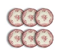 Novastyl Lot de 6 assiettes Creuses Faustine 22 cm en porcelaine Rose