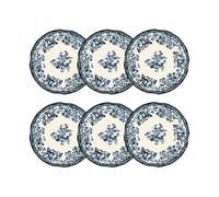 Novastyl Lot de 6 assiettes Desserts en porcelaine Bleu Faustine 20 cm