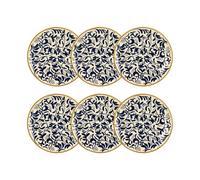 Novastyl Lot de 6 assiettes Desserts Héra 19 cm en grès Décor Bleu
