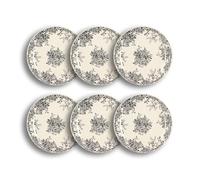 Novastyl Lot de 6 assiettes Plates Florali 26 cm en grès Décor Noir
