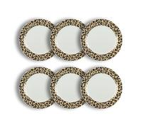 Novastyl Lot de 6 assiettes Plates Léopard 26,5 cm en porcelaine Beige