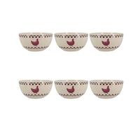 Novastyl Lot de 6 Bols gallina 55 n grès gris et Rouge lave-vaisselle