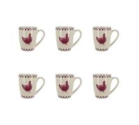 Novastyl Lot de 6 Mugs gallina 38 n grès gris et Rouge lave-vaisselle