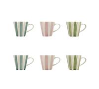 Novastyl Lot de 6 Tasse Arlequin 20 n grès Blanc Rayures Couleurs