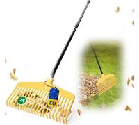 Novatool 2x balai à feuilles avec manche télescopique jusqu'à 152cm, appareil combiné 2 en 1, balai à feuilles et fourche à feuilles avec 20 dents en plastique, largeur de travail 45cm, râteau à feuil