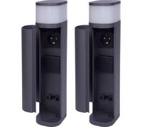 Novatool 2x Borne d'éclairage extérieur avec prise de courant 2x Anthracite ronde avec cache IP44 Prise de courant de jardin Outdoor Colonne de prises de courant Jardin Tour de prises de courant (élec
