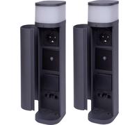 Novatool 2x Borne d'éclairage extérieur avec prise radio 2x Anthracite ronde avec cache SMART WIFI APP Prise de courant IP44 Prise de jardin Outdoor Colonne de prises de courant Jardin Tour de prises
