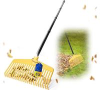 Novatool 3x balai à feuilles avec manche enfichable et vissable de 4 pièces, outil combiné 2 en 1, balai à feuilles & fourche à feuilles avec 20 dents en plastique, largeur de travail 45cm, râteau à f