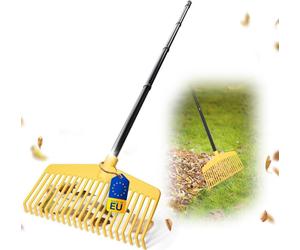 Novatool 3x balai à feuilles avec manche enfichable et vissable de 4 pièces, outil combiné 2 en 1, balai à feuilles & fourche à feuilles avec 20 dents en plastique, largeur de travail 45cm, râteau à f