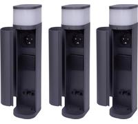 Novatool 3x Borne d'éclairage avec prise de courant 2x Anthracite ronde avec cache IP44 Prise de courant extérieure Prise de courant Outdoor Colonne de prise de courant Jardin Tour de prise de courant