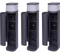 Novatool 3x Borne d'éclairage avec prise de courant radio 2x Anthracite ronde avec cache SMART WIFI APP Prise de courant IP44 Extérieur Prise de courant Outdoor Colonne de prise de courant Jardin Tour