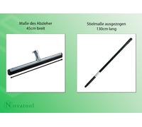 Novatool 3x raclette de bain avec manche douche inox I raclette de bain douche inox XXL large carrelage I raclette à eau coulissante pour sol raclette à eau terrasse sol avec manche raclette fenêtre p