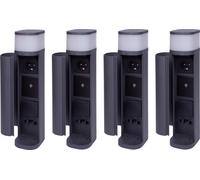 Novatool 4x Borne d'éclairage extérieur avec prise de courant radio 2x Anthracite ronde avec cache SMART WIFI APP Prise de courant IP44 Prise de jardin Outdoor Colonne de prises de courant Jardin Tour