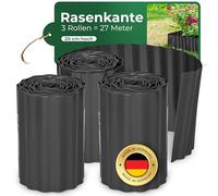 Novatool Bordure de pelouse en Plastique Pet recyclé, 27 m (3 x 9 m), Anthracite, Protection des Racines, barrière Contre Les Mauvaises Herbes, Coupe Facile